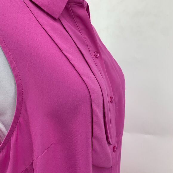 Banana Republic Blouse Womens M Medium Orchid Sleeveless Button Up Pleated Chest - Picture 5 of 11